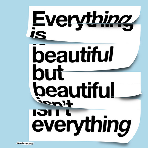 Everything Is Beautiful But Beautiful Isn&#8217;t Everything (get this on a tee, get this on a tee in European store, make your own tee with this or get this on a postcard)