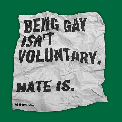 Being Gay Isn&#8217;t Voluntary (get this on a tee in US store, get this on a tee in European store, make your own tee with this or get this on a postcard)